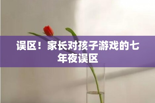 误区！家长对孩子游戏的七年夜误区