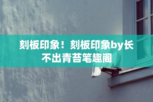 刻板印象！刻板印象by长不出青苔笔趣阁