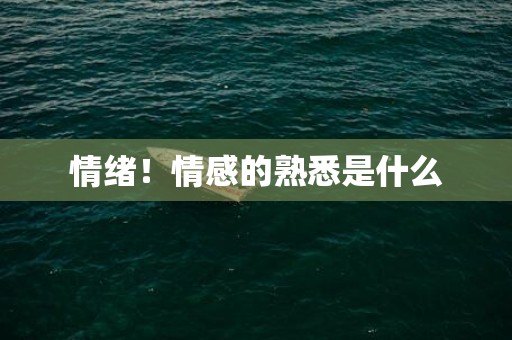 情绪！情感的熟悉是什么