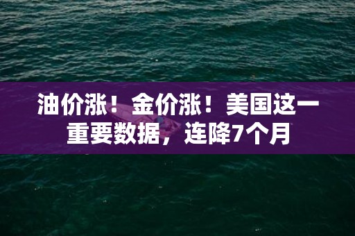 油价涨！金价涨！美国这一重要数据，连降7个月