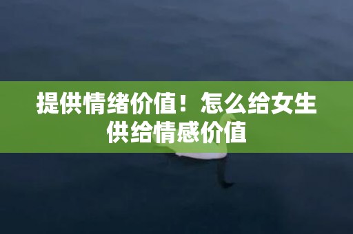 提供情绪价值！怎么给女生供给情感价值