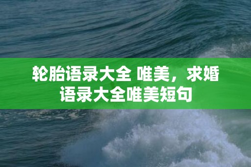 轮胎语录大全 唯美，求婚语录大全唯美短句