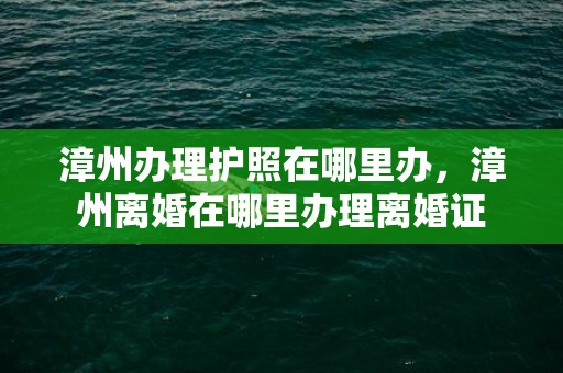 漳州办理护照在哪里办，漳州离婚在哪里办理离婚证