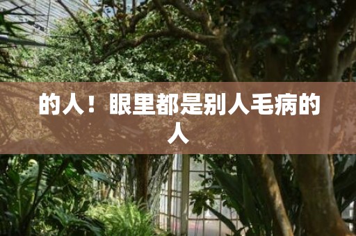 的人！眼里都是别人毛病的人