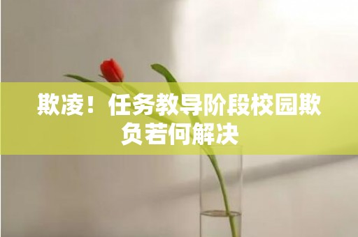 欺凌！任务教导阶段校园欺负若何解决