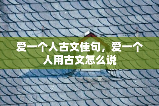 爱一个人古文佳句，爱一个人用古文怎么说