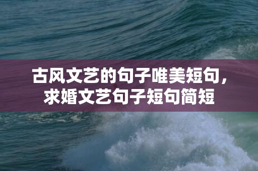 古风文艺的句子唯美短句，求婚文艺句子短句简短