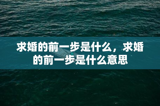 求婚的前一步是什么，求婚的前一步是什么意思