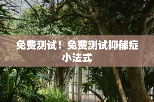 免费测试！免费测试抑郁症小法式