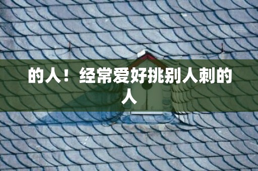 的人！经常爱好挑别人刺的人