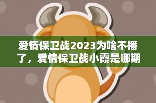爱情保卫战2023为啥不播了，爱情保卫战小霞是哪期的