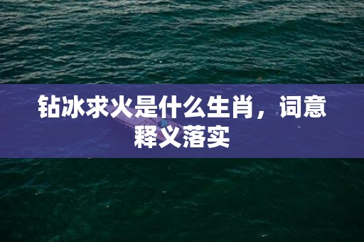 钻冰求火是什么生肖，词意释义落实