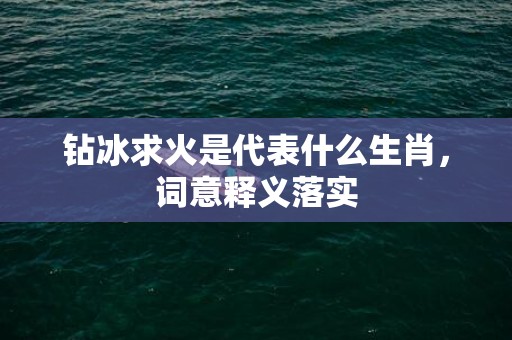 钻冰求火是代表什么生肖，词意释义落实