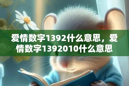 爱情数字1392什么意思，爱情数字1392010什么意思