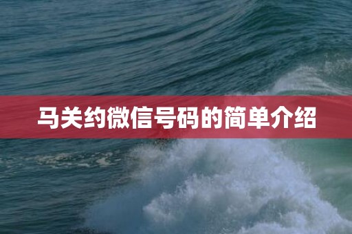 马关约微信号码的简单介绍