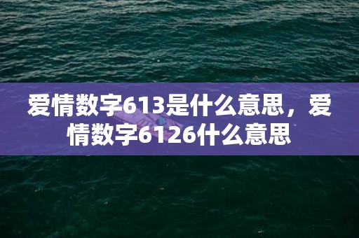 爱情数字613是什么意思，爱情数字6126什么意思