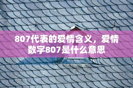 807代表的爱情含义，爱情数字807是什么意思