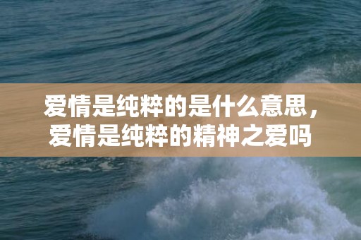 爱情是纯粹的是什么意思，爱情是纯粹的精神之爱吗