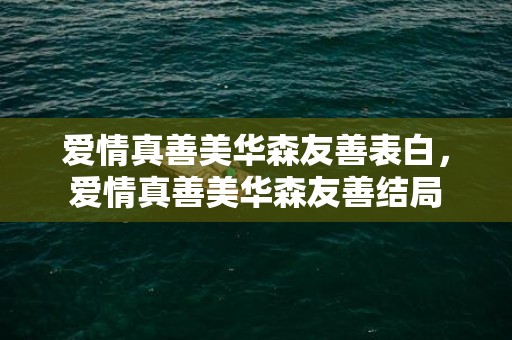 爱情真善美华森友善表白，爱情真善美华森友善结局