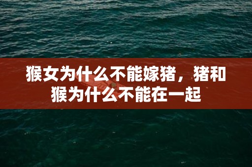猴女为什么不能嫁猪，猪和猴为什么不能在一起