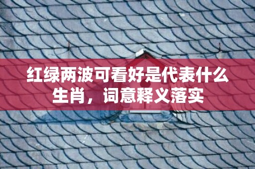 红绿两波可看好是代表什么生肖，词意释义落实