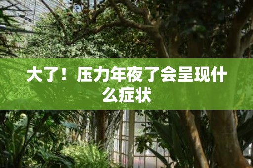 大了！压力年夜了会呈现什么症状