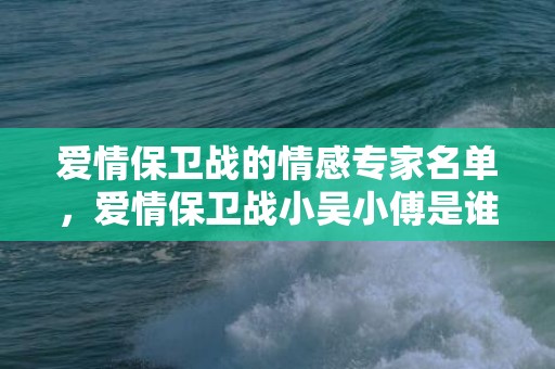 爱情保卫战的情感专家名单，爱情保卫战小吴小傅是谁