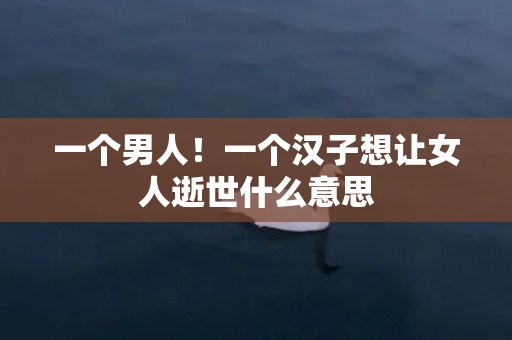 一个男人！一个汉子想让女人逝世什么意思