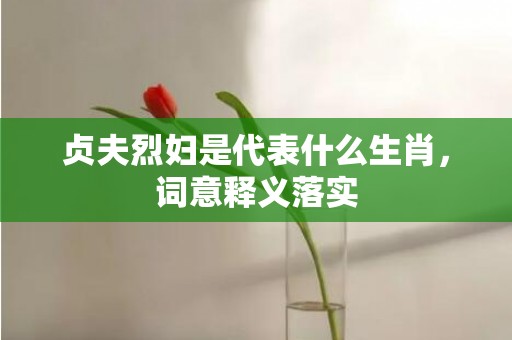 贞夫烈妇是代表什么生肖，词意释义落实