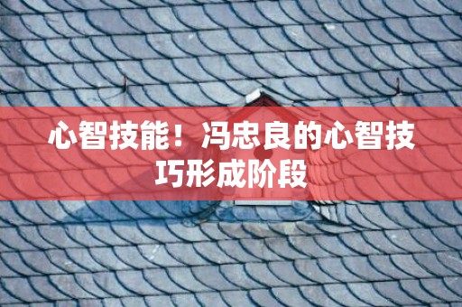 心智技能！冯忠良的心智技巧形成阶段