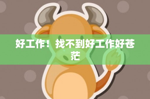 好工作！找不到好工作好苍茫