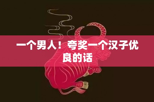 一个男人！夸奖一个汉子优良的话