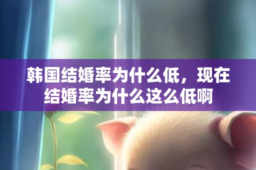 韩国结婚率为什么低，现在结婚率为什么这么低啊