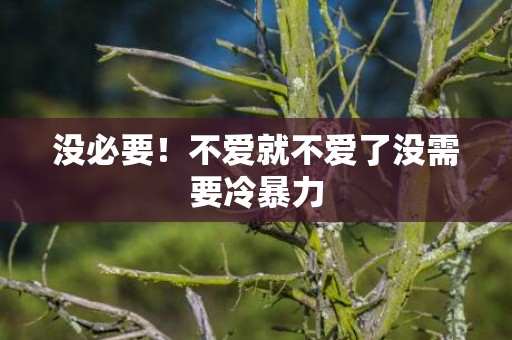 没必要！不爱就不爱了没需要冷暴力