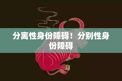 分离性身份障碍！分别性身份障碍