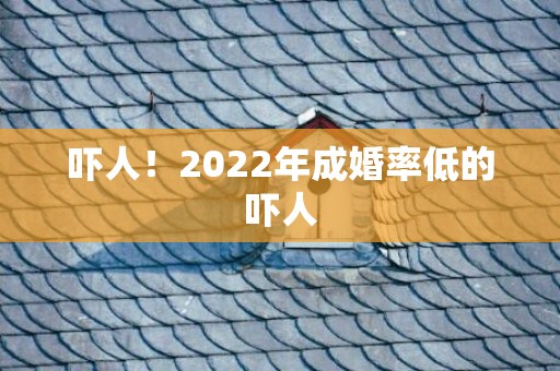 吓人！2022年成婚率低的吓人