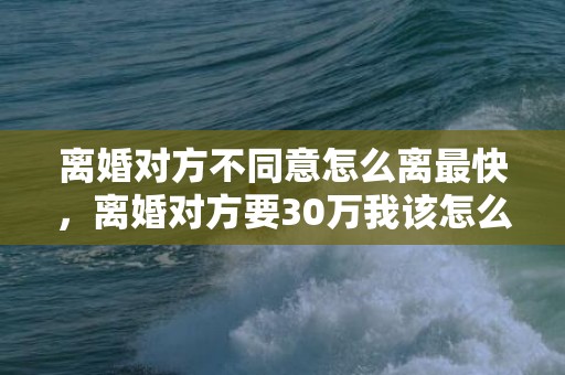 离婚对方不同意怎么离最快，离婚对方要30万我该怎么办
