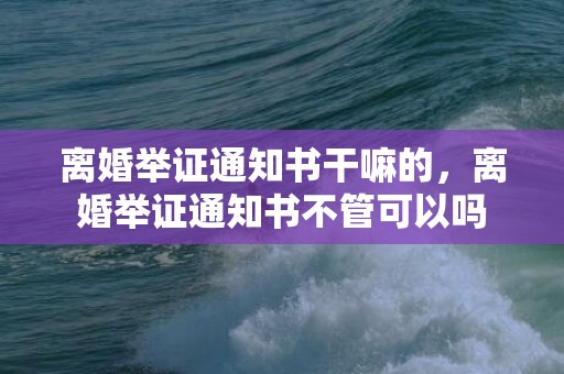 离婚举证通知书干嘛的，离婚举证通知书不管可以吗