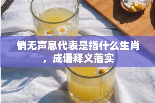 悄无声息代表是指什么生肖，成语释义落实