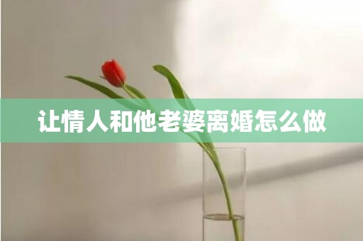 让情人和他老婆离婚怎么做