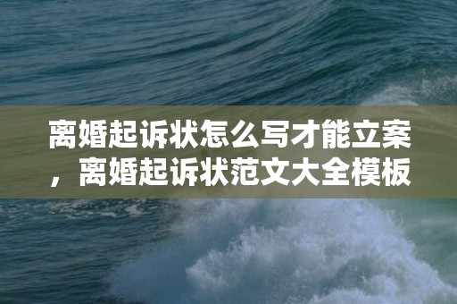 离婚起诉状怎么写才能立案，离婚起诉状范文大全模板