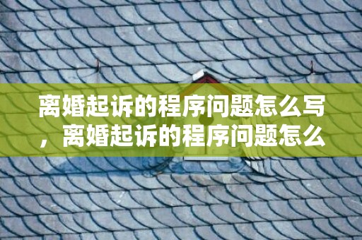 离婚起诉的程序问题怎么写，离婚起诉的程序问题怎么写