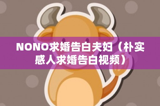 NONO求婚告白夫妇（朴实感人求婚告白视频）