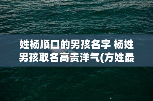 姓杨顺口的男孩名字 杨姓男孩取名高贵洋气(方姓最好的名字顺口男孩)
