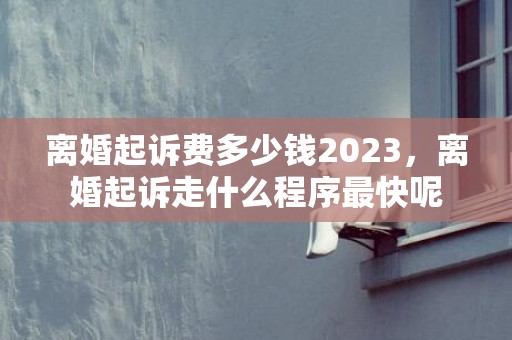 离婚起诉费多少钱2023，离婚起诉走什么程序最快呢