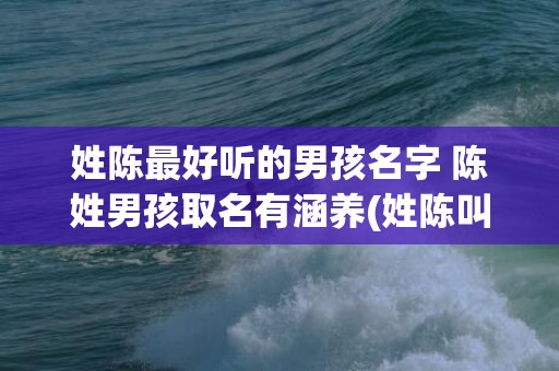 姓陈最好听的男孩名字 陈姓男孩取名有涵养(姓陈叫什么好听男孩)