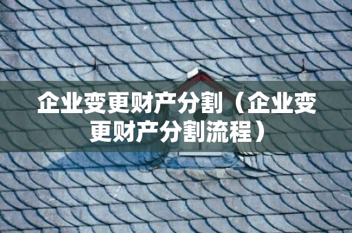 企业变更财产分割（企业变更财产分割流程）