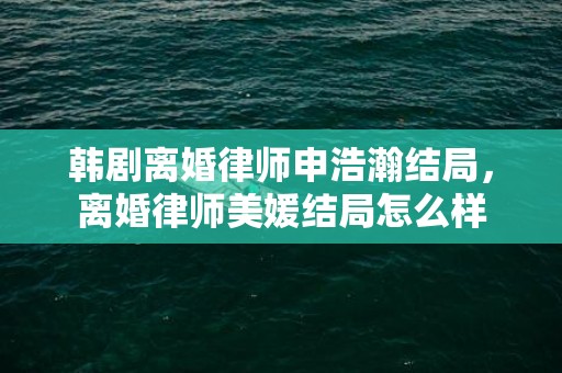 韩剧离婚律师申浩瀚结局，离婚律师美媛结局怎么样