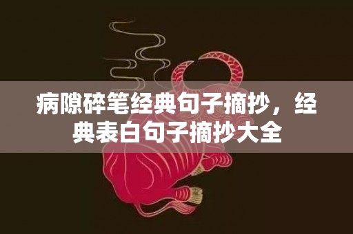 病隙碎笔经典句子摘抄，经典表白句子摘抄大全