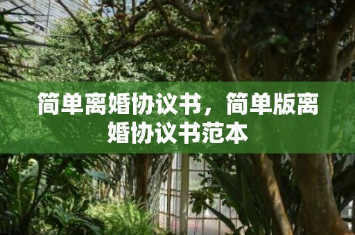 简单离婚协议书，简单版离婚协议书范本